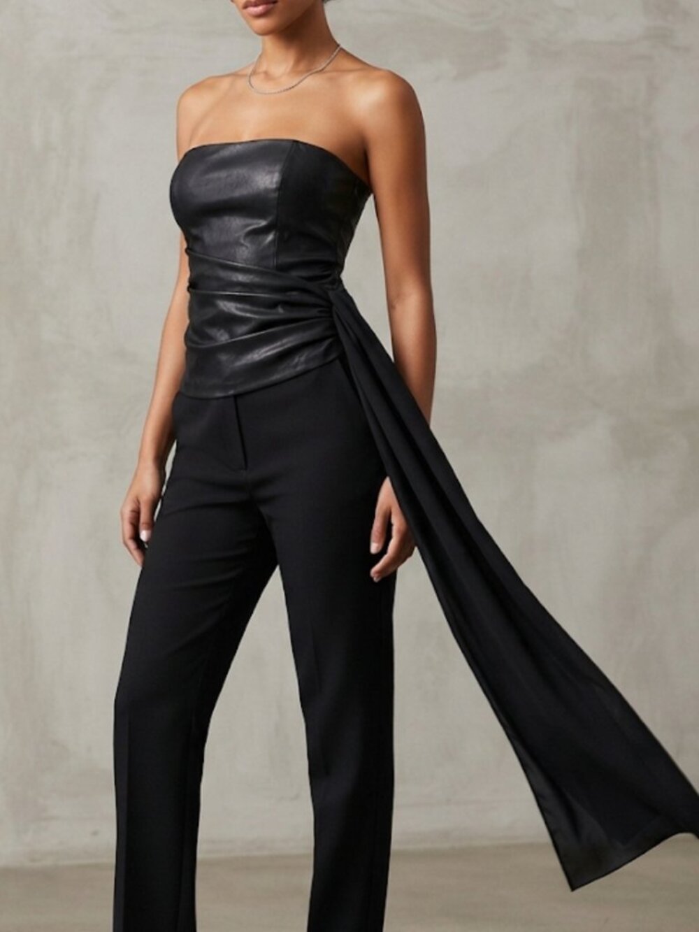 Naked Wardrobe Tube Top with Drape Details Black Strapless Ruched Size M NWT